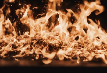 Wall Mural - sparks black fire flames background dark design energy glow colours effect burning bright red orange