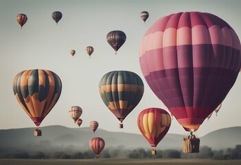 Wall Mural - a group transparent balloons colorful air isolated background hot high-coloured travel flight up balloon flag floating high inflate graphic free fun white transportation aerial transport float