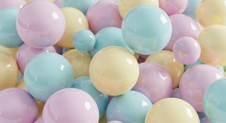 Wall Mural - pastel sphere dreamscape: a colorful 3d - a vibrant collection of translucent pastel spheres, symbol