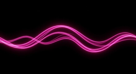 Wall Mural - Pink Wave Abstract Background - Abstract of flowing pink waves on a black background. Perfect for website banners, presentations, and designs