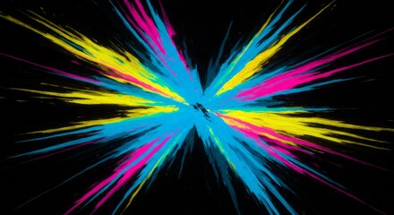Wall Mural - vibrant color burst explosion - abstract of a vibrant color explosion, featuring bright cyan, magent