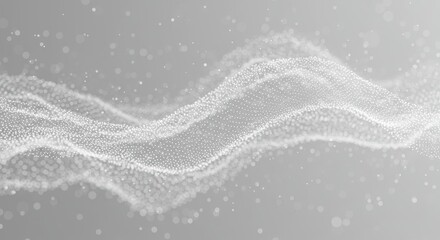 Wall Mural - abstract gray wave particle background - elegant flowing wave of white particles on a gray backgroun