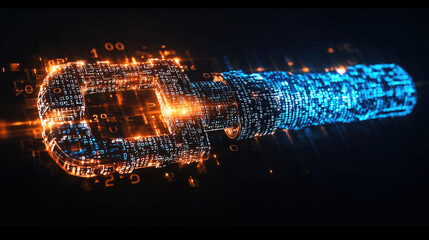 Aufkleber - digital representation of padlock made of glowing binary code, symbolizing cybersecurity and data protection. vibrant colors create sense of security and innovation