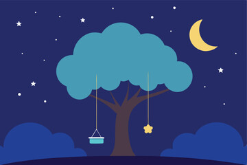 moon and tree