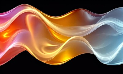 Wall Mural - Colorful Abstract Wave Flowing with Smooth Light and Illumination on a Dark Background