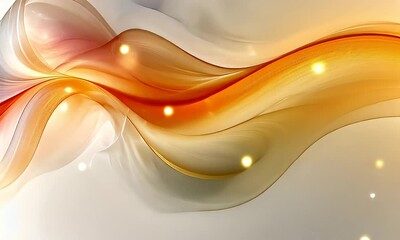 Wall Mural - Abstract Fluid Digital Art with Graceful Waves of Orange and White Light Creating a Vibrant Atmosphere