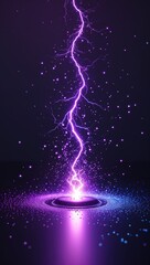 Wall Mural - Purple to Cyan electricity sparkles glow on plain black background illustration design