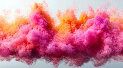 Wall Mural - abstract pink and orange smoke cloud: vibrant color burst, digital art