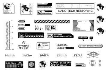 Wall Mural - cyberpunk sci-fi digital interface elements for design and technology