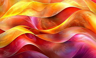 Wall Mural - Dynamic Abstract Waves in Vibrant Colors with Smooth Gradients and Fluid Forms Evoking Energy and Creativity