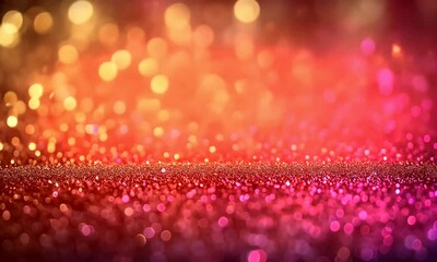 Wall Mural - Colorful Bokeh Background with Glitter and Soft Lights Creating a Vibrant Atmosphere in Shades of Red, Pink, and Gold