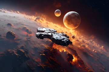 Wall Mural - AI generated illustrations of science fiction in space