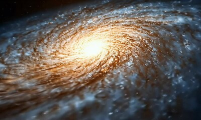 Wall Mural - Majestic Spiral Galaxy with Bright Core and Shimmering Stars in the Vastness of Space