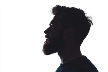 Poster - Silhouette of a bearded man with fade effect against a clean white background showcasing timeless style and expression