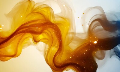 Wall Mural - Abstract Fluid Motion with Warm Golden Hues and Soft Swirls Creating a Glowing Artistic Background
