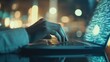 © Agri - Hands typing on a laptop with illuminated city background