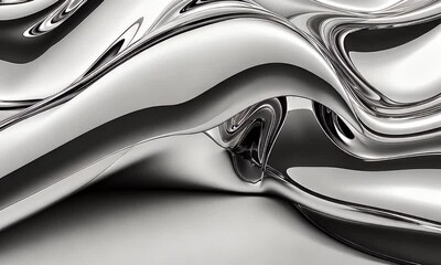Wall Mural - abstract metallic waves in shiny monochrome textures creating fluid motion and elegant patterns