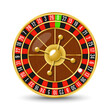 © antoniofrancois - Golden casino roulette wheel with numbers and cells on white background with golden light, rays, glare, sparkles. Vector illustration for casino, game design, advertising