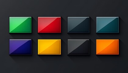 Colorful Square Buttons on Dark Background