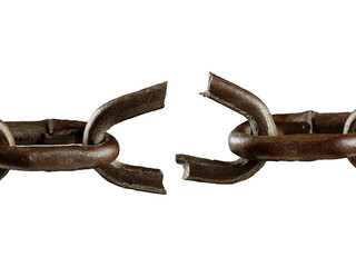 Wall Mural - old rusty broken chain isolated