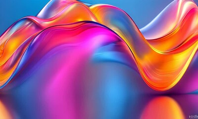 Wall Mural - Colorful Waves of Light Flowing in a Translucent Abstract Design Creating a Dynamic and Vibrant Visual Experience