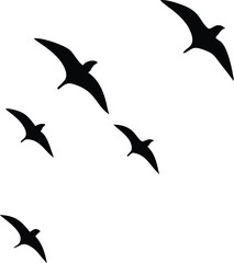  Black Silhouettes of Birds Flying in Formation with Visual Harmony