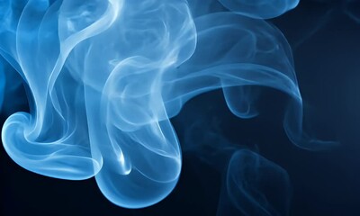 Wall Mural - Abstract Blue Smoke Flowing Elegantly in a Dark Atmospheric Background Creating a Dreamy and Tranquil Visual Experience