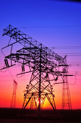 Wall Mural - wire electrical energy at sunset