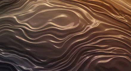 Poster - A brown and gold wave pattern with a shiny, reflective surface