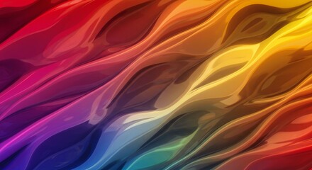 Poster - A colorful, abstract painting of a wave with a rainbow in the background
