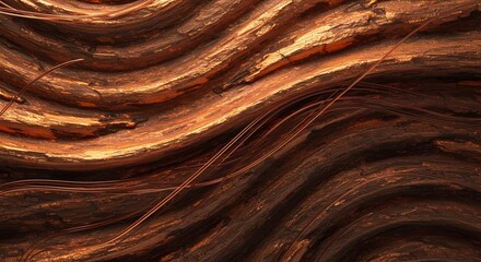 Poster - A brown and gold wave pattern with a lot of texture