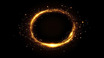 Wall Mural - gold bokeh frame. sparkling lights on a black background. ideal for holidays, celebrations, and desi