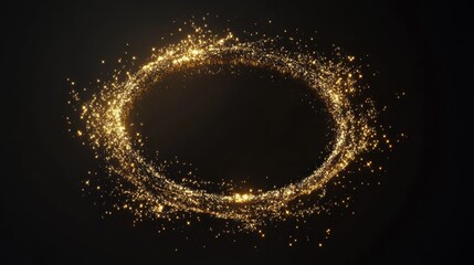Wall Mural - gold bokeh frame. sparkling lights on a black background. ideal for holidays, celebrations, and desi