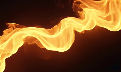 Wall Mural - Dynamic Abstract Flames Flowing Gracefully Against a Dark Background Visualization of Energy and Light Emitting Texture in Vibrant Orange Hues
