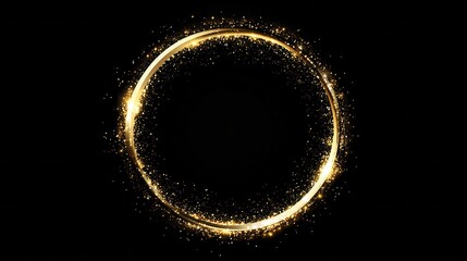 Wall Mural - gold bokeh frame. sparkling lights on a black background. ideal for holidays, celebrations, and desi