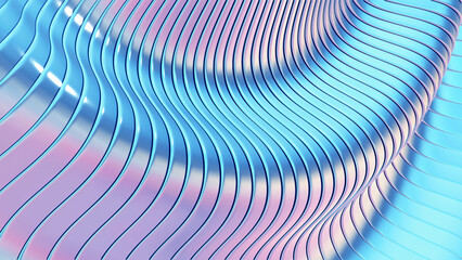 Poster - Abstract iridescent striped background, wavy stripes pattern, interesting spiral architectural minimal wallpaper.