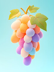Felt material grape fruit food summer pattern healthy and delicious elements