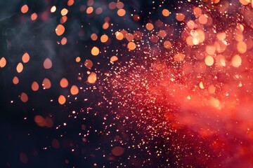Wall Mural - Glowing red and orange particles are scattered across a dark scene
