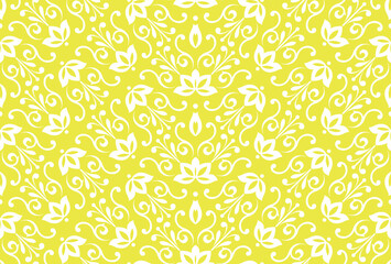 Fototapete - Flower geometric pattern. Seamless vector background. White and yellow ornament