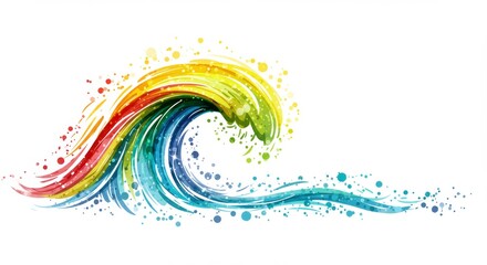 Wall Mural - sparkling rainbow wave abstract - vibrant rainbow wave design, symbolizing energy, fluidity, creativ