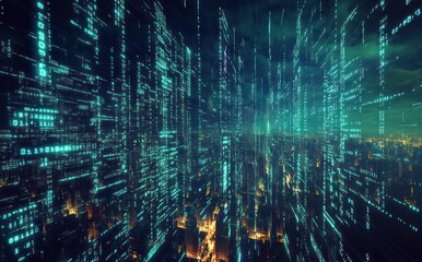 abstract technology and computing background science and cloud data binary code programming networks
