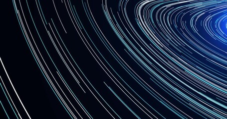 Wall Mural - particles moving along curved trajectories. particle tracks. abstract animation.