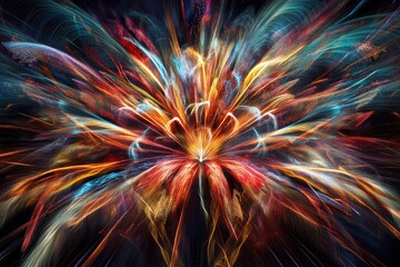 Wall Mural - colorful explosion of light emitting vibrant and striking textures