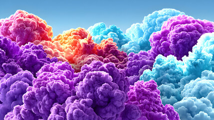 Wall Mural - Vibrant, colorful smoke plumes against a clear blue sky
