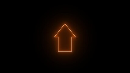 Canvas Print - Glowing neon up direction arrow icon animation. Abstract moving up directional neon arrow icon.
