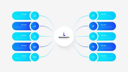 Aufkleber - Colorful infographic featuring circular elements and connecting lines. Ideal for data visualization, business presentations, or educational materials. Organizational chart with 10 Steps