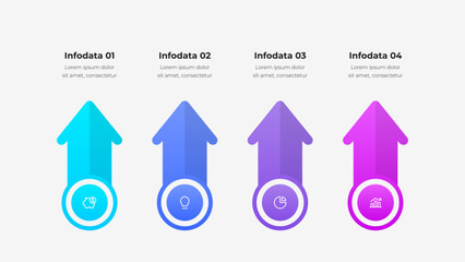 Poster - Illustration of colorful arrow designs representing infographics for business data and analysis. Perfect for presentations, analytics, and modern business solutions