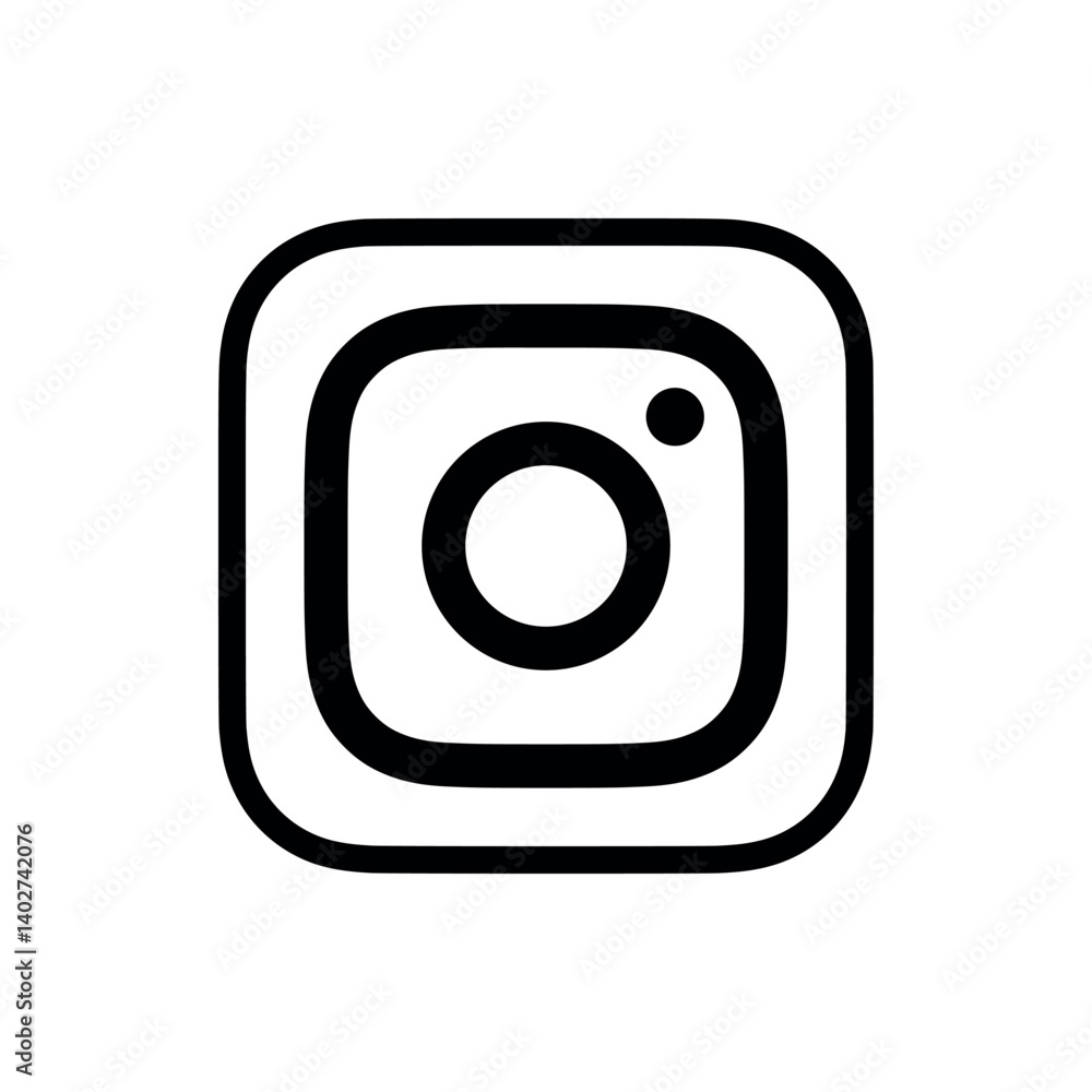 Instagram Logo Black Outline Icon IG App Vector Editable SVG PNG 