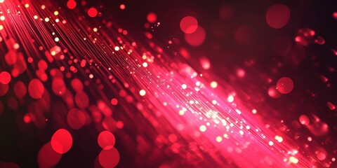 Wall Mural - abstract artistic representation of red light strands and bokeh circles