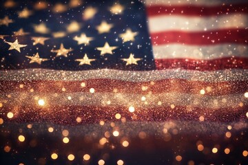Wall Mural - An Abstract Illustration Depicting Glittering Stars And Striped Flags